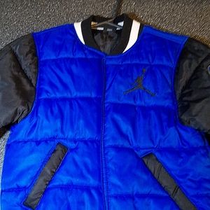 Medium blue black and white kids Jordan jacket